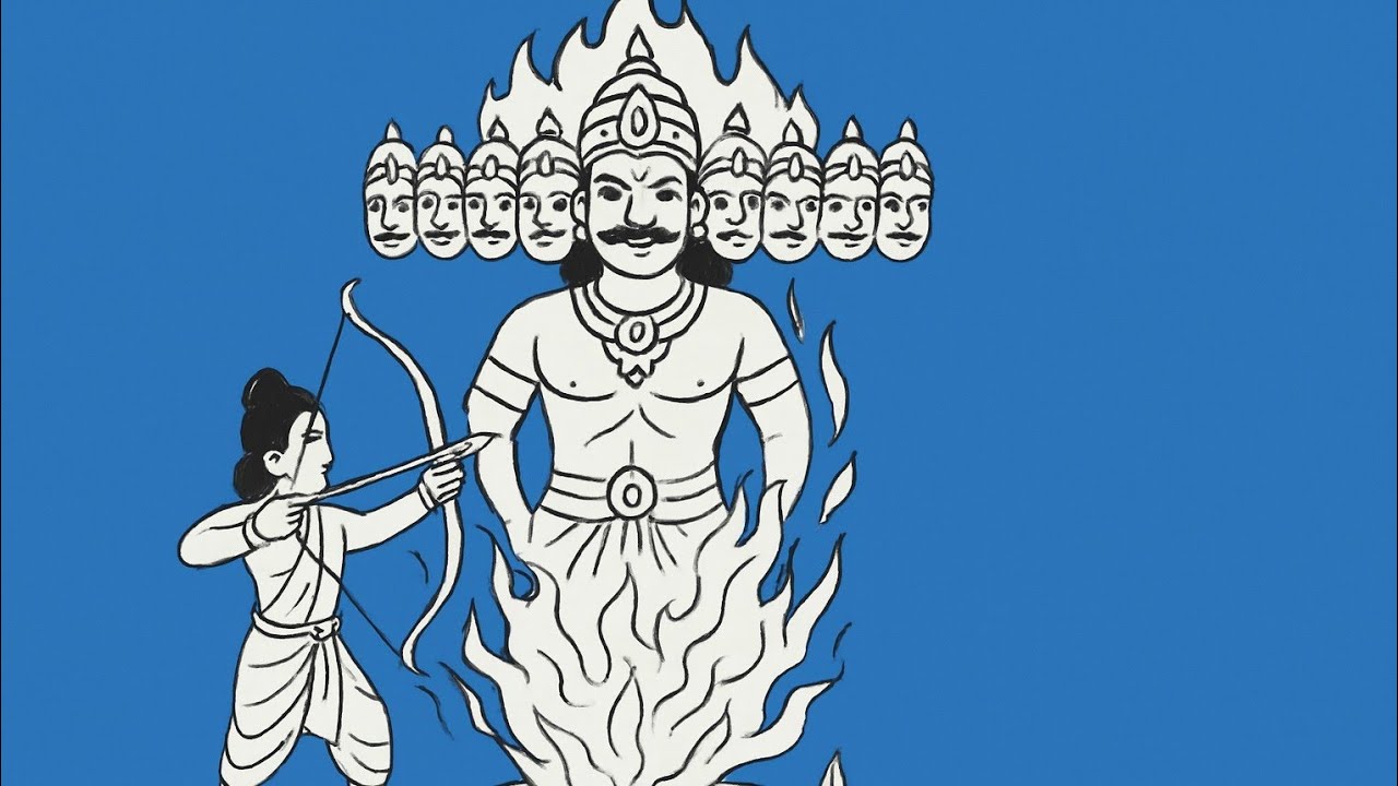 Ram vs Ravan Drawing | Easy Dussehra Sketch for Beginners