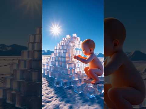 Baby builds a ice house to live but a monkey had done this😭#shorts #ai #baby