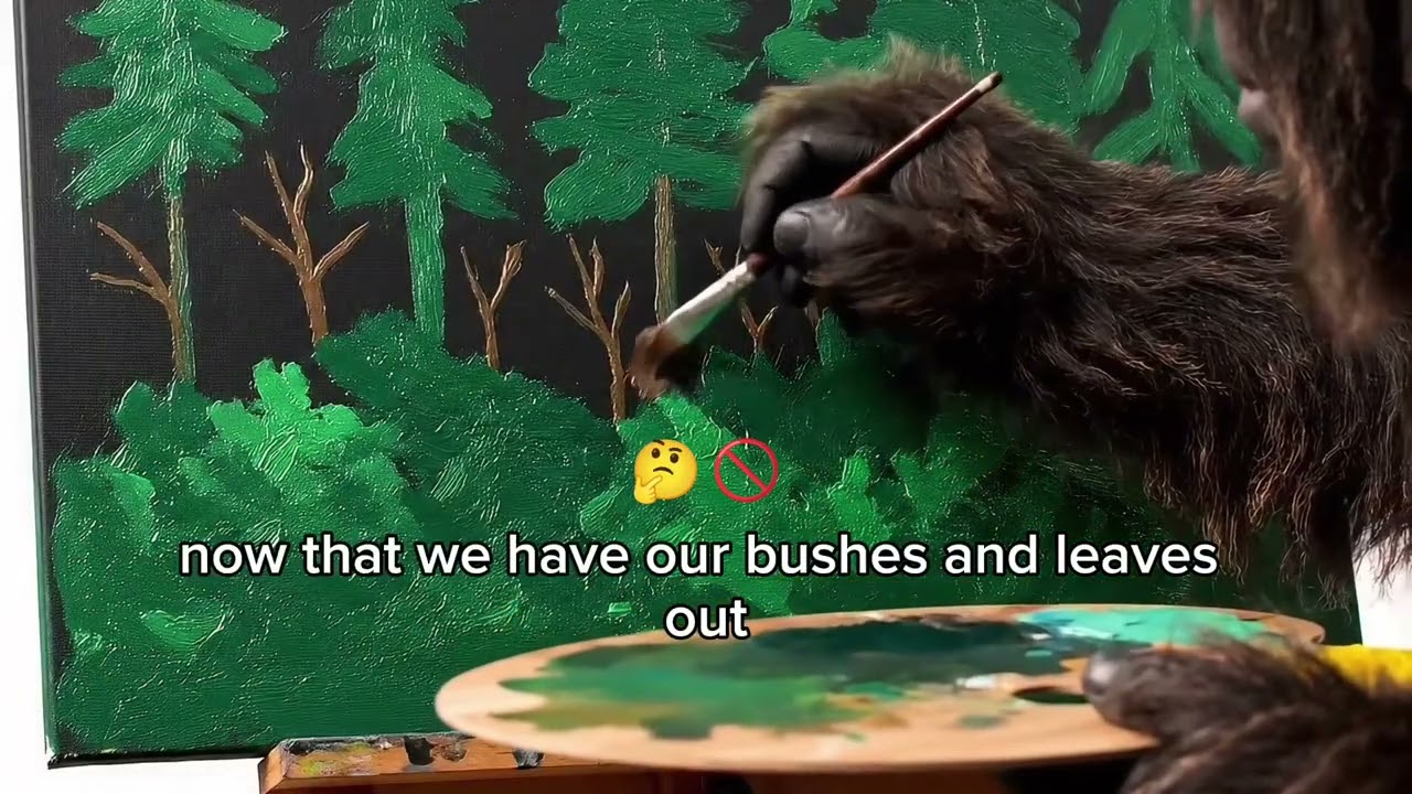 GORILLA AS BOB ROSS FUNNY 