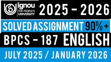BPCS 187 SOLVED ASSIGNMENT 2025-26 | BPCS 187 SOLVED ASSIGNMENT 2025-26 IN ENGLISH | BPCS 187