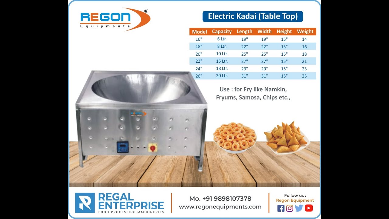 KADAI FRYER, ELECTRIC FRYER , DEEP FRYER , FRYER...... REGON EQUIPMENTS