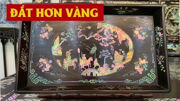 Khay Trà Gỗ Trắc - Khay Trà Khảm Tích Tam Quốc Ốc Singapore Đỏ Lửa Vàng Chanh | Đồ Gỗ Mai Toàn