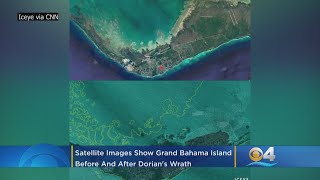 Catastrophic hurricane dorian practically parked itself over grand
bahama island and now a striking satellite image of the shows vast
areas isl...