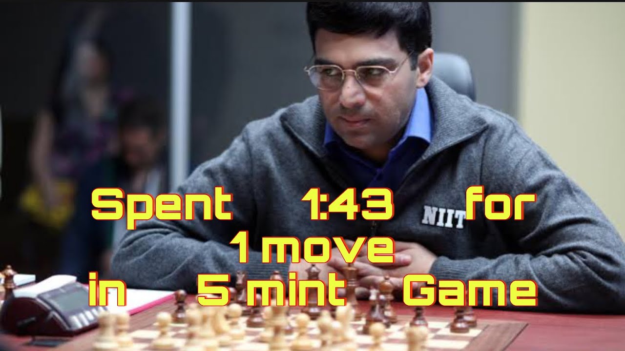 Vishy Anand Spent 1:43 for 1 move in 5mint game #chess #vishyanand # ...