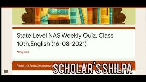 State Level NAS Weekly Quiz, Class 10th , English (16-08-2021)