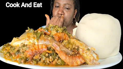 African food mukbang Cook and eat with me okra soup with fufu Nigeria ( ASMR mukbang)
