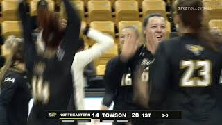 Towson Volleyball takes down Northeastern University in straight sets