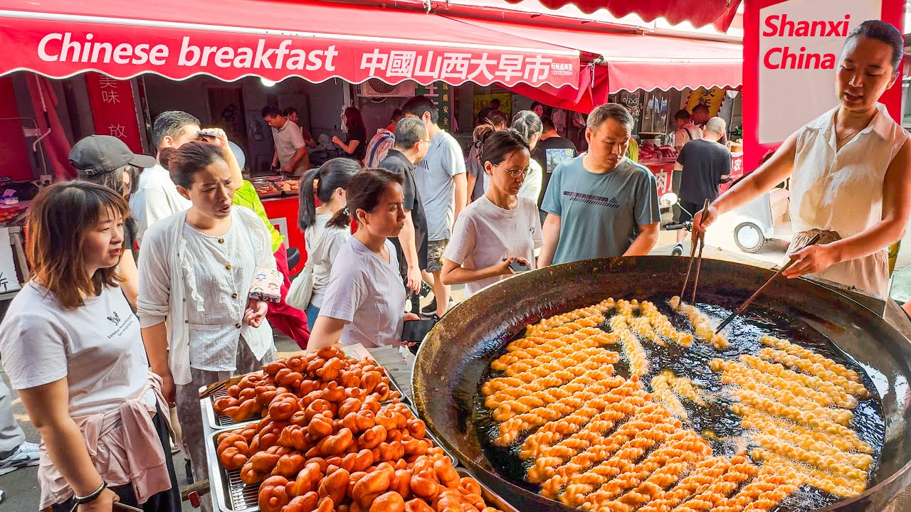 Утренний рынок Шаньси в Китае. Давайте посмотрим, что китайцы едят на завтрак?