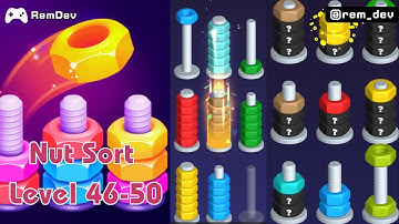 The Perfect Solution For Nut Sort Levels 46, 47, 48, 49 & 50 Puzzle Challenge!