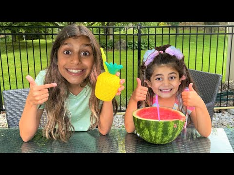 Deema teaches Sally to drink healthy fruit smoothie