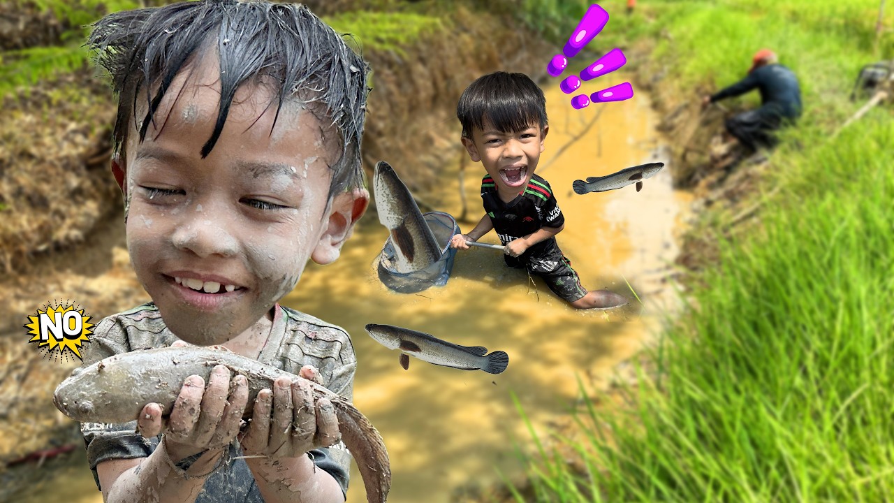 จับปลาสระน้ำริมนา พี่ปลื้ม