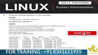 LAB 11 PARTITIONS IN LINUX | LINUX ADMINISTRATION TRAINING | LINUX ADMIN TRAINING VIDEOS | RHEL