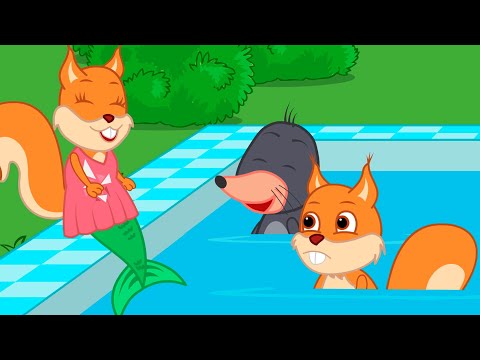 Famille d'Écureuil - Sirènes dans la piscine Animé 2025 en Français