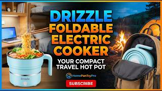 Drizzle Foldable Electric Cooker: Your Compact Travel Hot Pot for Dorms, Camping & Offices!