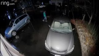 Man out of town witnesses attempted break in on car through home security video