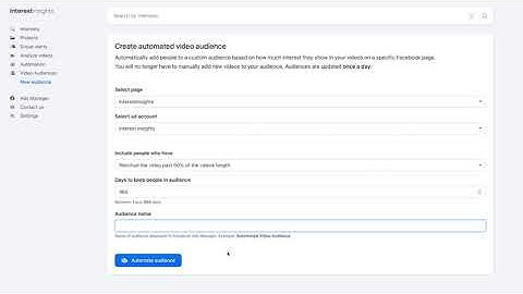 Automated custom audiences with videos as source