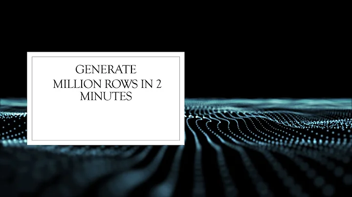 Generate Massive Data Sets in Minutes with Excel