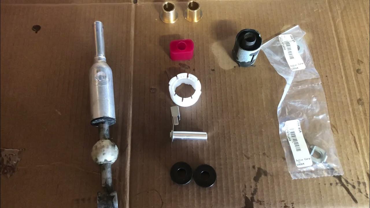 E36 shifter rebuild Poly rear carrier bushing and Delrin front