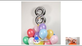 BallsSmiles - Комплект 30 шариков + цифра 8 фольгированная