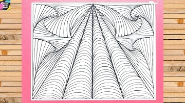 How to draw Curved line illusion | Spiral drawing for beginners | Spiral drawing tutorial