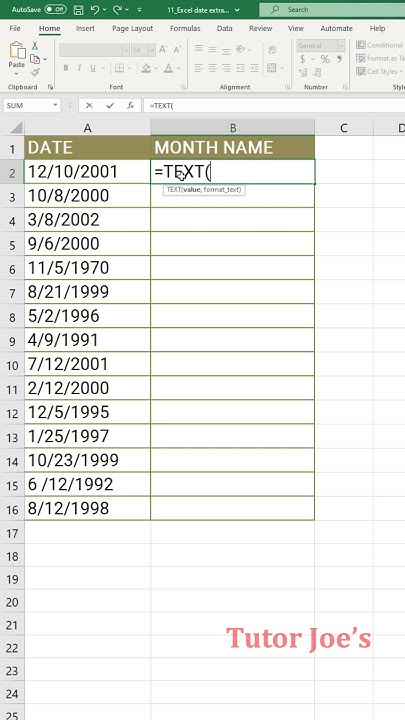 Mastering Text Function in Excel | Tutor Joes - YouTube