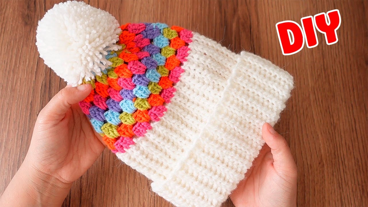 🔴(Nuevo Diseño) Gorro Tejido a crochet para NIÑOS y ADULTOS‼ FULL COLOR🌈