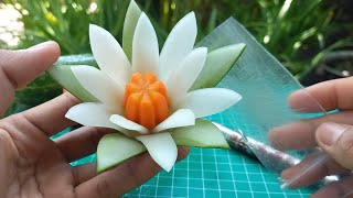 jadi mudah pakai ini , membuat garnish timun bentuk bunga , simple dan cantik