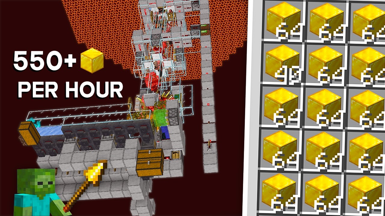 BEST Gold Farm Minecraft Java 26.2 | 550+ Gold Blocks/Hour! (Spear ...