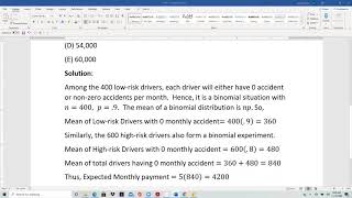 Actuarial SOA Exam P Sample Question 98 (once 142) Solution