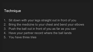 Fitness Test- Seated Med Ball Throw