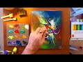 Firework Abstract Painting In Acrylics | Relaxing Colorful Art | Step by step