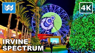 [4K] 🎄 Irvine Spectrum, California USA - Christmas Walking Tour 🎧 Binaural Sound