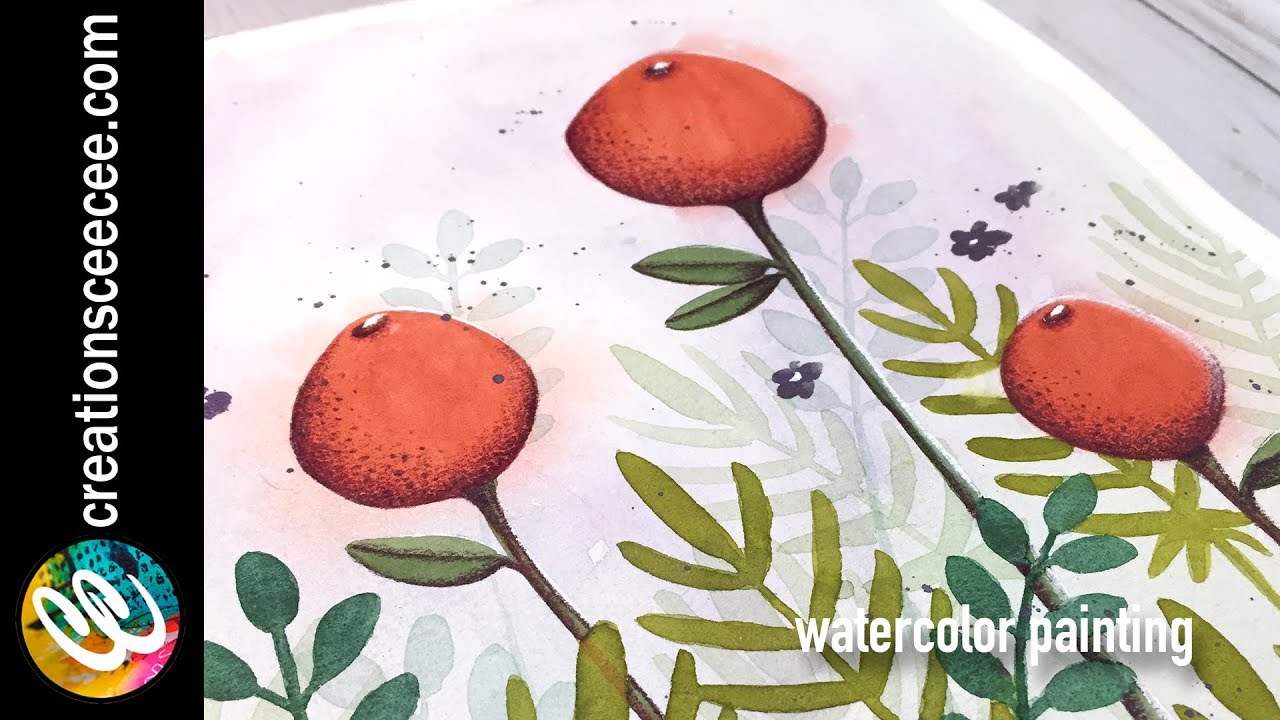 floral watercolor painting + colored pencil shading YouTube