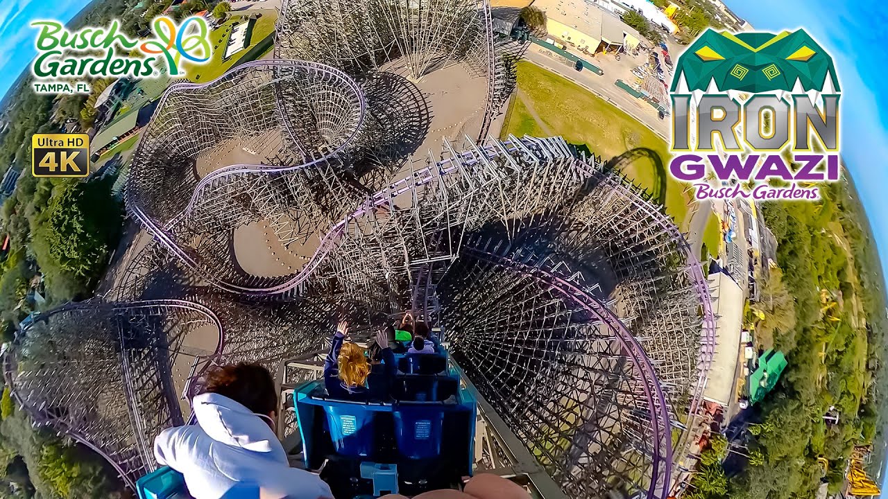 Iron Gwazi Roller Coaster On Ride Back Seat 4K POV Busch Gardens Tampa ...