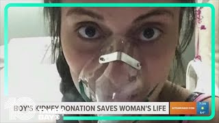 Boy's kidney donation saves woman's life