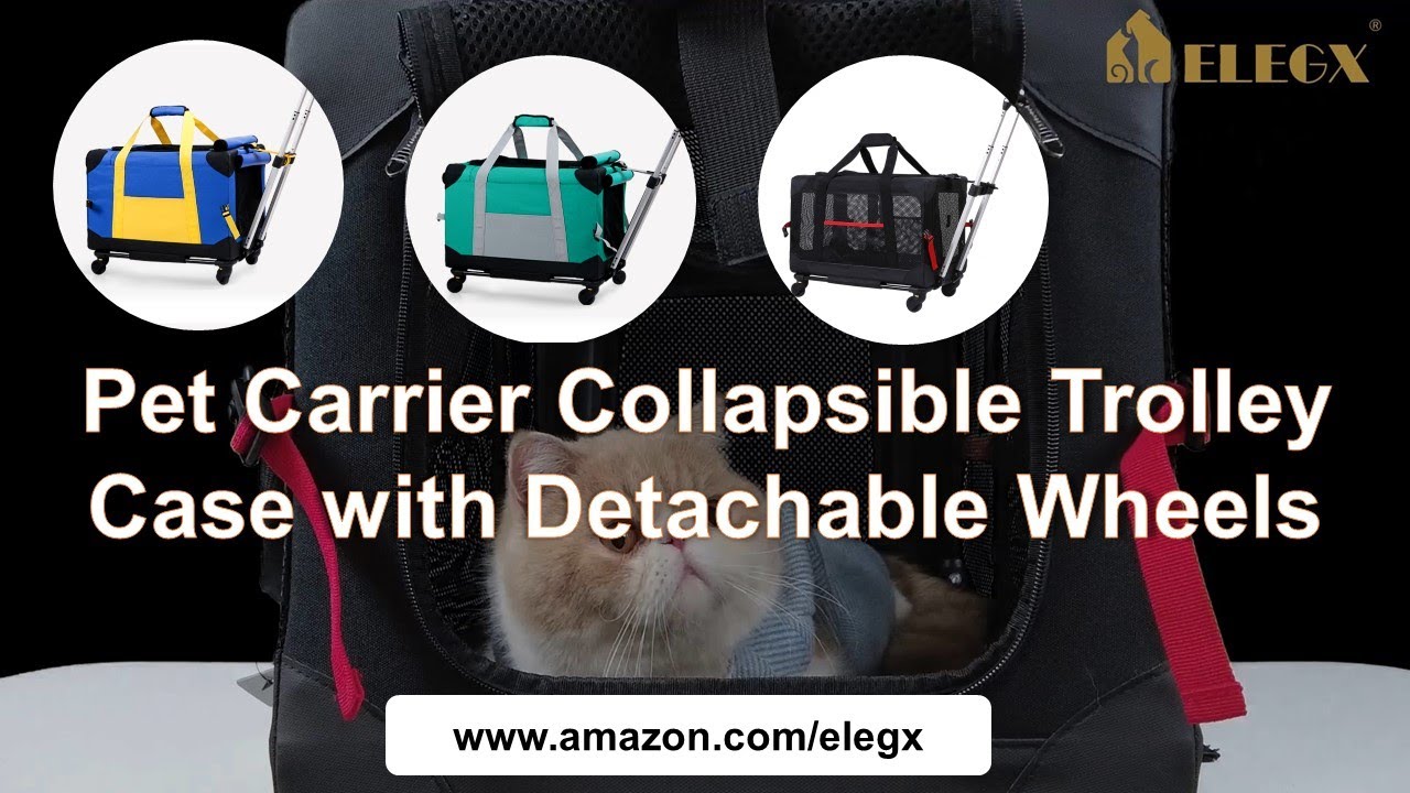ELEGX Pet Rolling Carrier with Detachable Wheels for Small & Medium