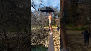 A GUY WITH A UNEXPLAINABLE EXPERIMENT #experiment #umbrella #man