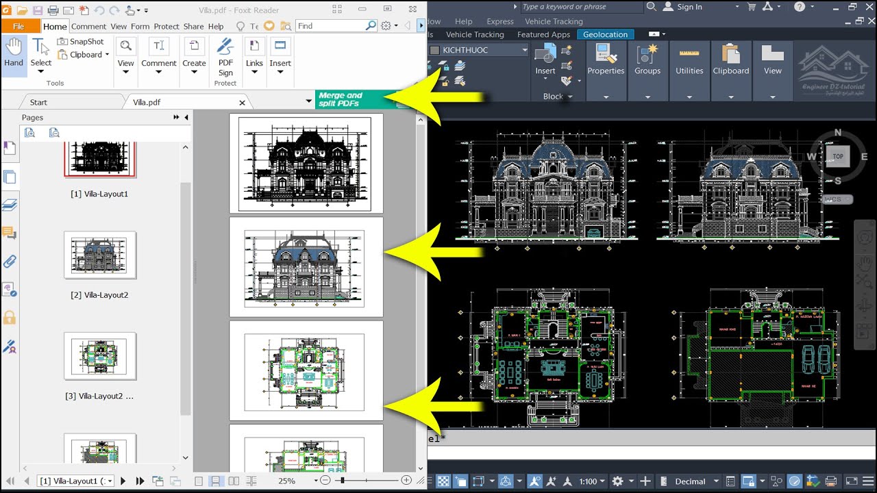 طباعة جميع المخططات دفعة واحدة في ملف PDF مع جعل كل مخطط في صفحة مستقلة على برنامج AutoCAD