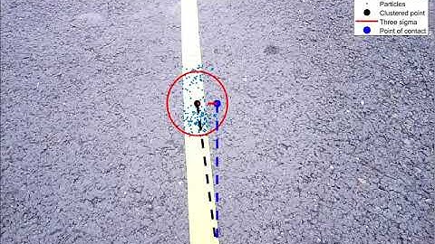 Particle filtering for line tracking truck equipped with single steering and driving module