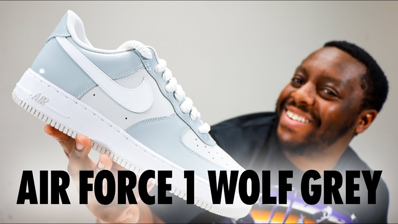 Nike Air Force 1 Wolf Grey Vast Grey White Patent On Foot  display picture 1