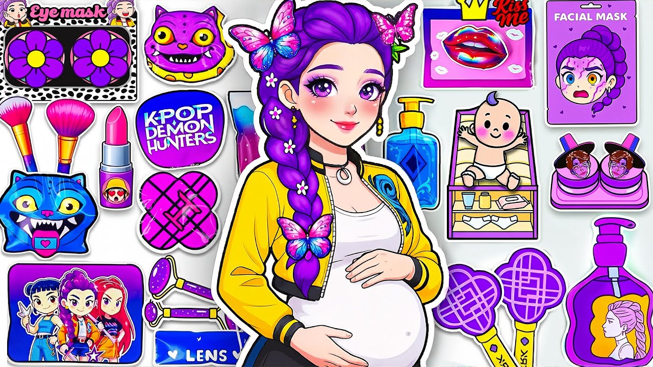 💖Paper DIY💖 KPOP DEMON HUNTERS Rumi Heavily Pregnant Skincare + Makeup Blind Bag Unboxing ASMR