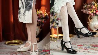 Zapatos de vestir retro elegantes Mary Jane vintage hechos a mano con tiras en T de piel de vaca ... screenshot 2