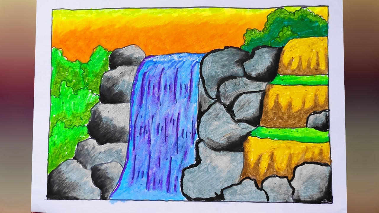 Oil pastel drawing for beginners step by step | easy oil pastel drawing for beginners sunset scenery