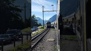 Single Line Crossing With Grindelwald Bound Train Of Bernese Oberland Railway, Switzerland