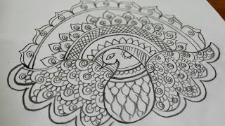 madhubani easy drawing peacock beginners tutorial