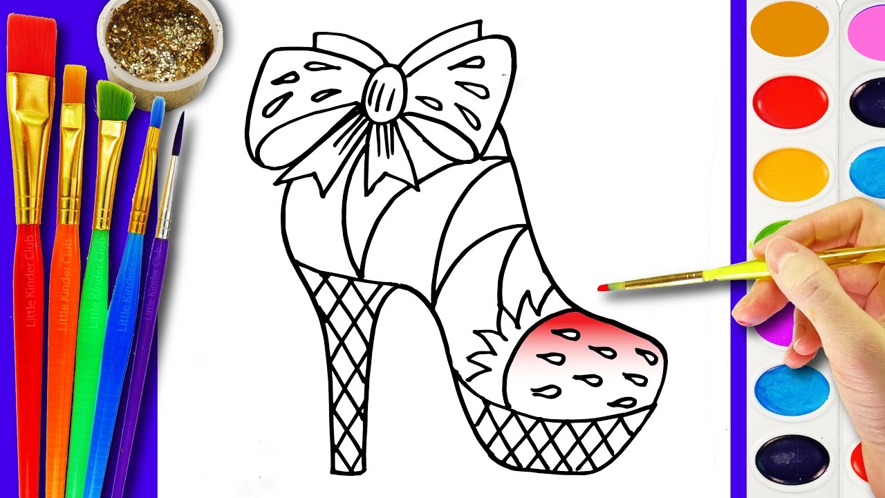 Download Learn to Draw and Color a Strawberry Shoes Coloring Page for Kids learning Colors - YouTube