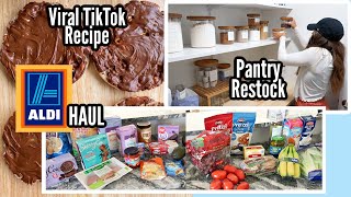 Vlog: Aldi Grocery Shopping Haul, Pantry Restock, &amp; TikTok Recipes