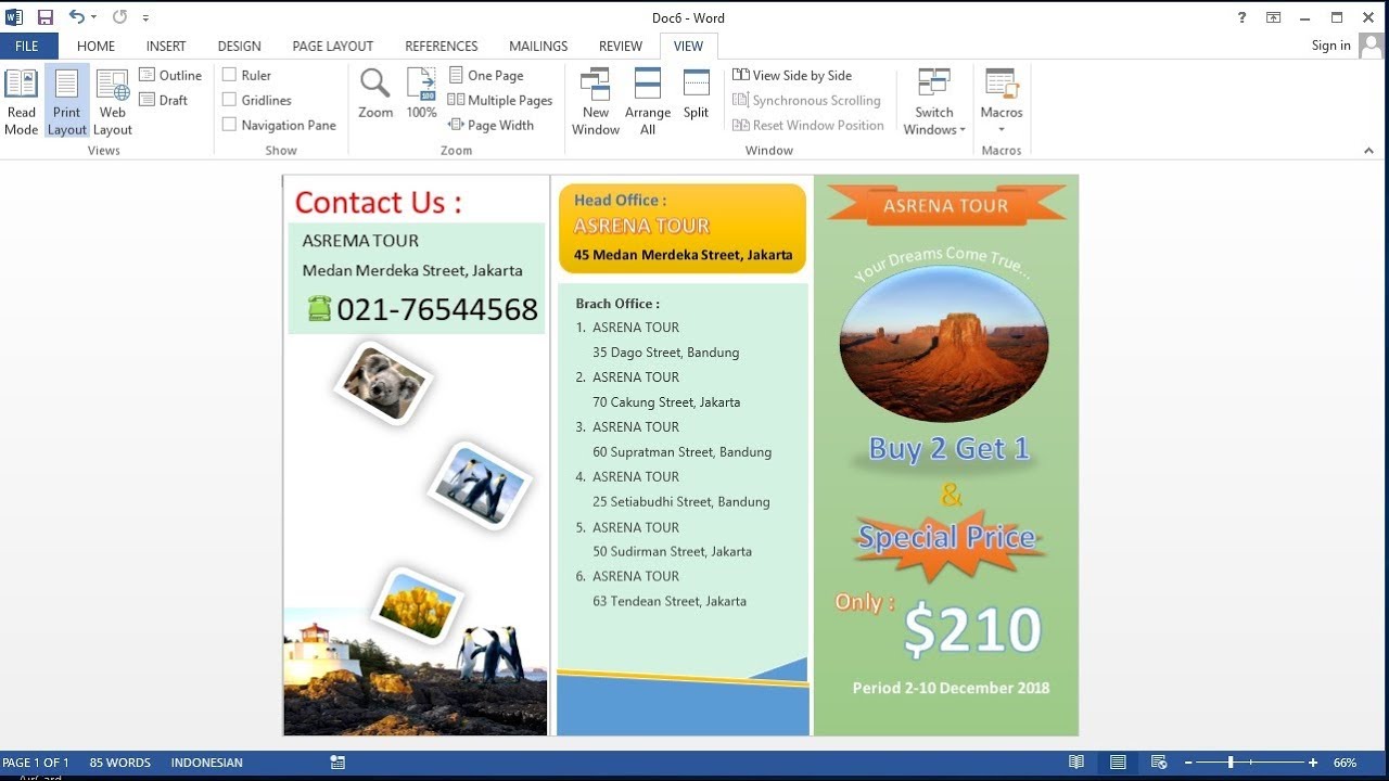 Belajar Microsoft Word 2013 |Cara Membuat Brosur Lipat ...