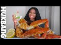 GIANT SPICY KING CRAB LEGS + SEAFOOD BOIL MUKBANG | STORY TIME