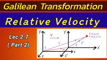 Lec 2.7| Part 2| Relative Velocity | Galilean  Transformation equation| Mechanics | BS |
